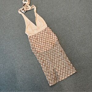 Elegant Beige Midi Dress